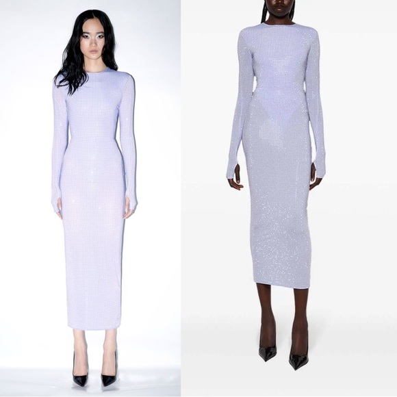 Alex Perry Dresses & Skirts - Alex Perry Crystal Embellished Jersey Maxi Dress Lilac